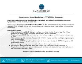Cannaterpenes Global Manufacturers PTY LTD Risk Assessment