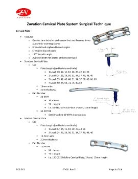 Cervical Plate - Zavation - Hensler Surgical 2019