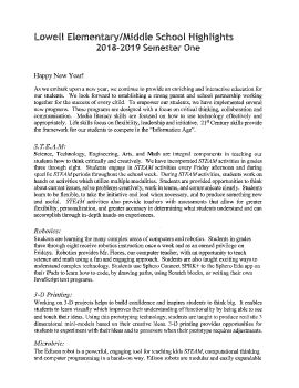 HIGHLIGHTS WHITESTONE SEMESTER ONE FINAL 1 29 19