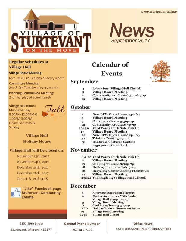 Sturtevant Fall Newsletter 2017