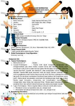 MODUL AJAR MATEMATIKA KORESPONDENSI SATU - SATU