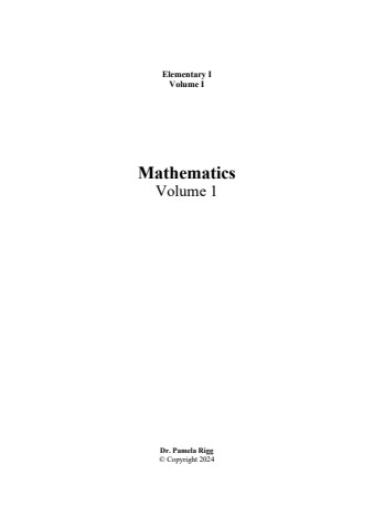 Elementary 1 - Mathematics Vol. 1