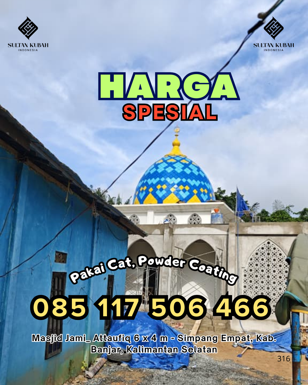 Jual Kubah Galvalum Harga Pabrik, di Botupingge. WA. 085 117 506 466