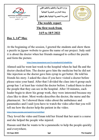 hospital weekly report