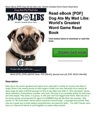 read ebook [pdf] dog ate my mad libs world's greatest word game read book