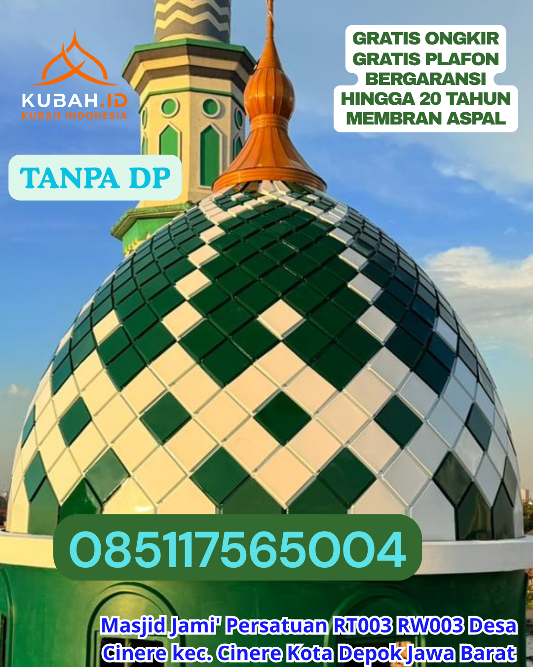 KUBAH MASJID STAINLESS STEEL KUALITAS PREMIUM KEC. KEWAPANTE KAB. SIKKA PROV. NTT WA 085117565004