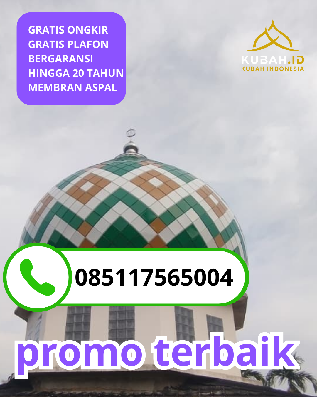 KUBAH MASJID GALVALUME HARGA TERJANGKAU DI KEC. SEPULU, KAB. BANGKALAN, JAWA TIMUR (WA: 085117565004)