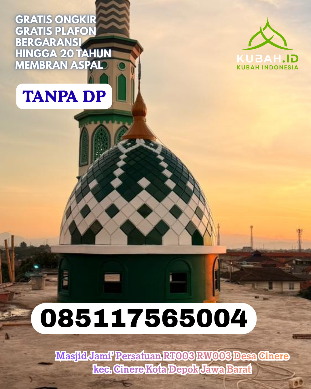 KUBAH MASJID ENAMEL WARNA MEWAH KEC. GIRIAN KOTA BITUNG PROV. SULAWESI UTARA WA 085117565004