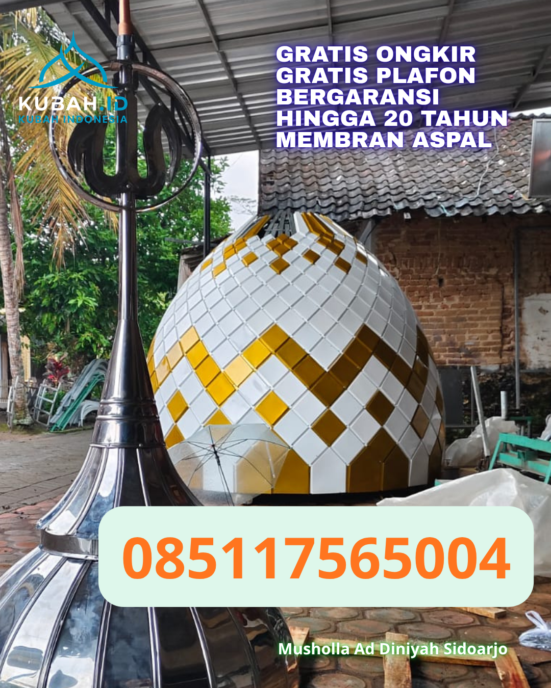 PABRIK KUBAH MASJID ENAMEL MODERN DI TANJUNGPANDAN TIMUR, BELITUNG, KEPULAUAN BANGKA BELITUNG (WA: 085117565004)