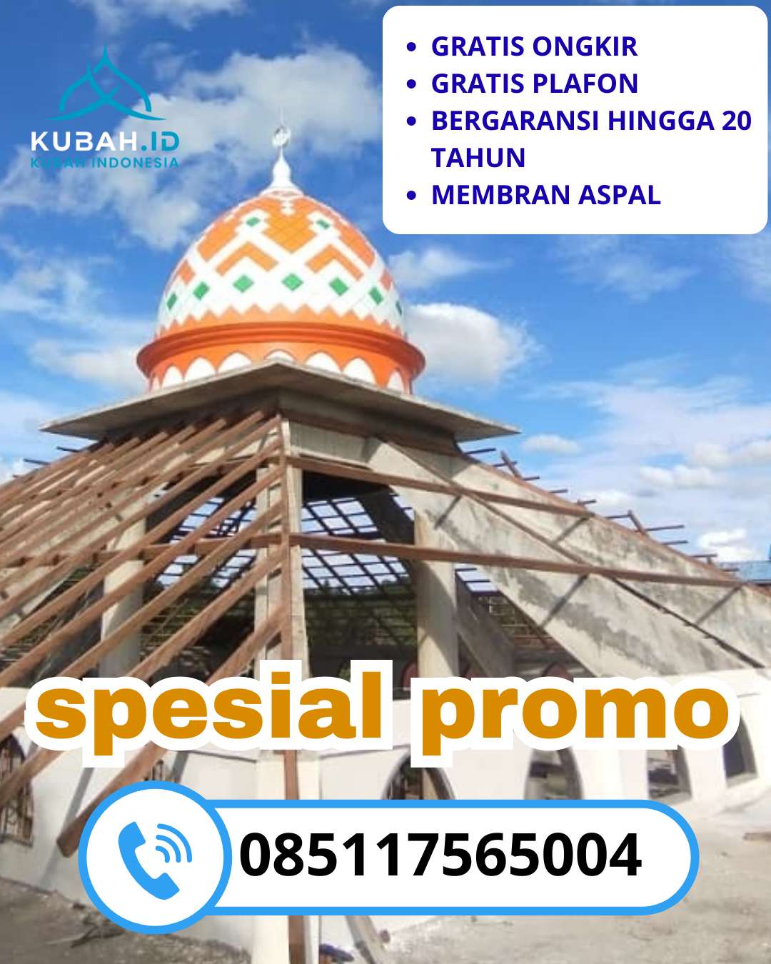 KUBAH MASJID GALVALUME DESAIN ELEGAN DI KEC. SAMIGALUH, KAB. KULON PROGO, DI YOGYAKARTA (WA: 085117565004)