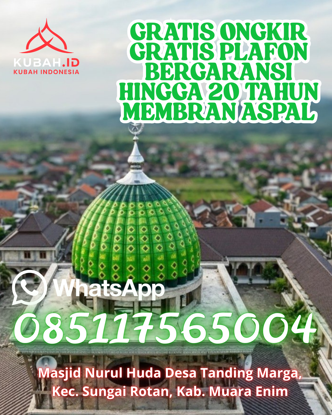 KUBAH MASJID STAINLESS STEEL BERKUALITAS BERGARANSI DI MARO SEBO ILIR, BATANGHARI, JAMBI (WA: 085117565004)