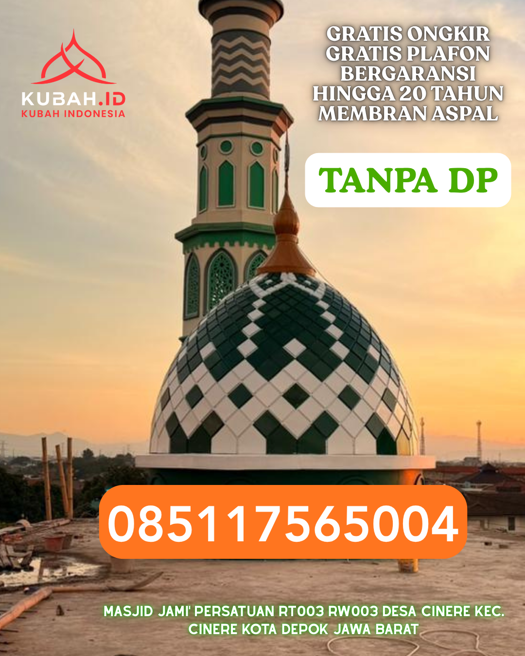 KUBAH MASJID ENAMEL TAMPILAN MEWAH KEC. MORAMO KAB. KONAWE SELATAN PROV. SULAWESI TENGGARA WA 085117565004