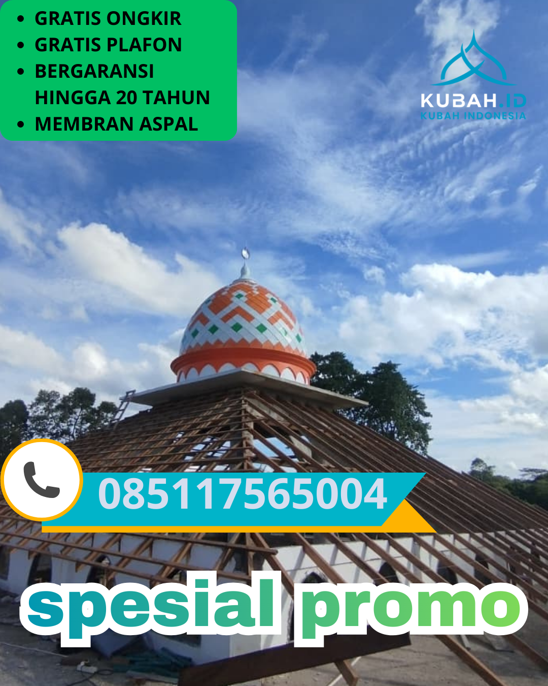 KUBAH MASJID GALVALUME HARGA TERJANGKAU DI KEC. SEWON, KAB. BANTUL, DI YOGYAKARTA (WA: 085117565004)