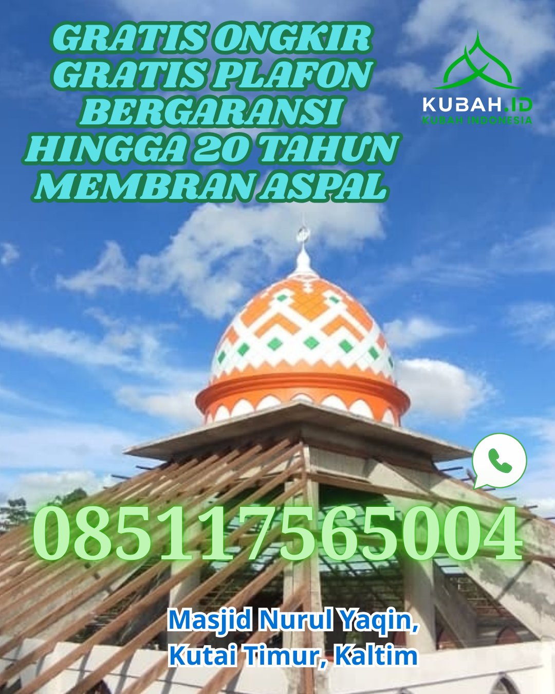 KUBAH MASJID ENAMEL HARGA TERJANGKAU DI X KOTO, TANAH DATAR, SUMATERA BARAT (WA: 085117565004)