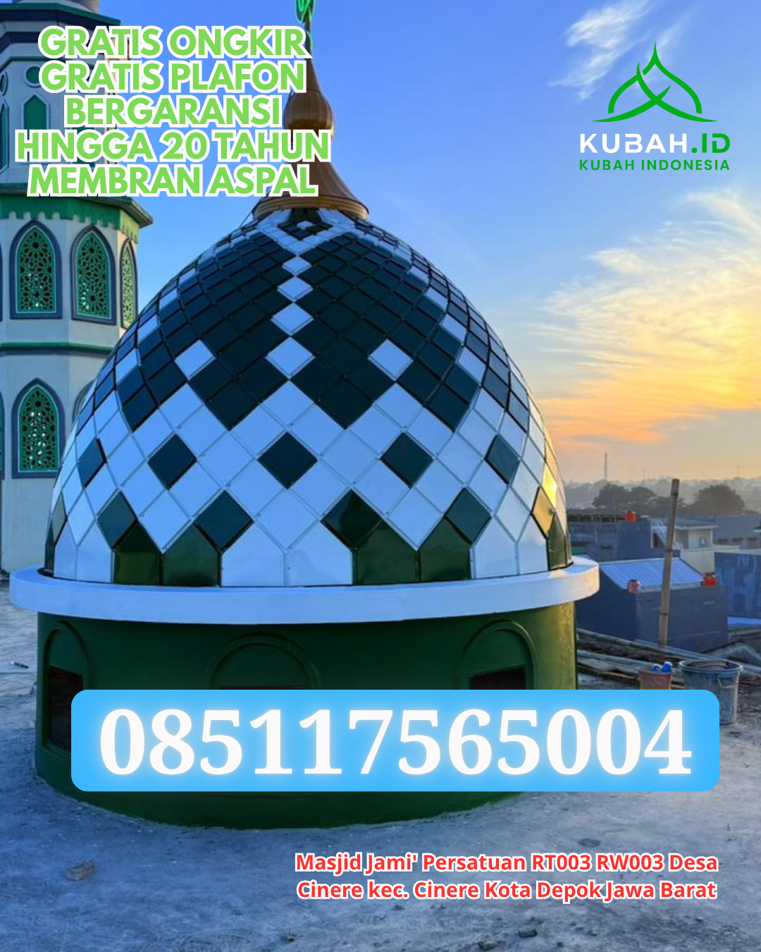 PABRIK KUBAH MASJID GRC MODERN DI SELUMA SELATAN, BENGKULU SELATAN, BENGKULU (WA: 085117565004)