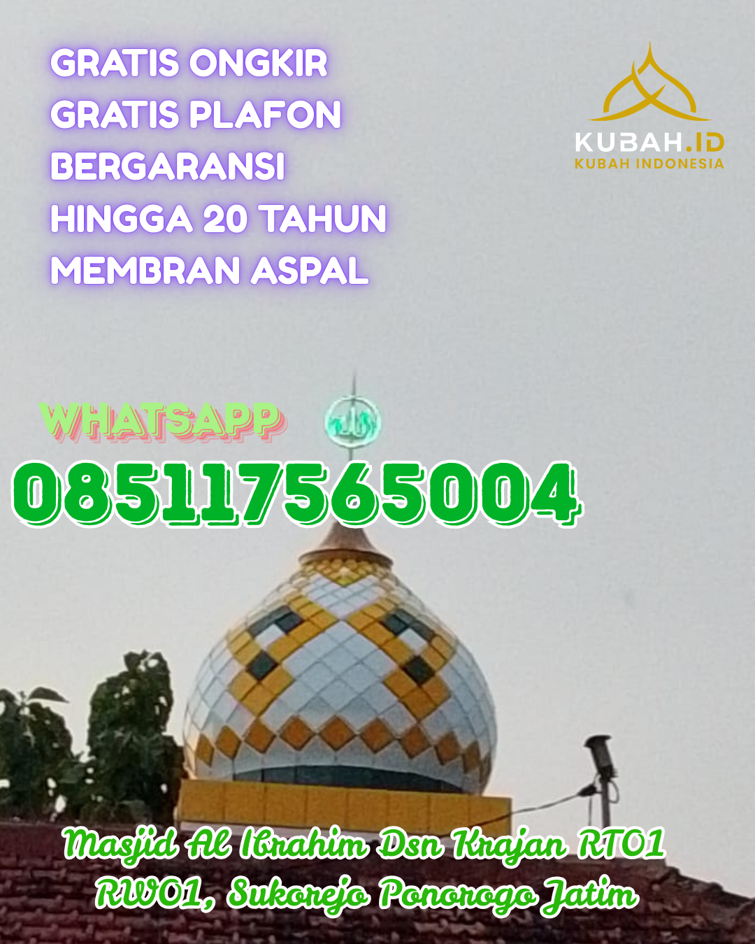 PRODUKSI KUBAH MASJID GRC MODERN DI GUNUNG RAYA, KERINCI, JAMBI (WA: 085117565004)
