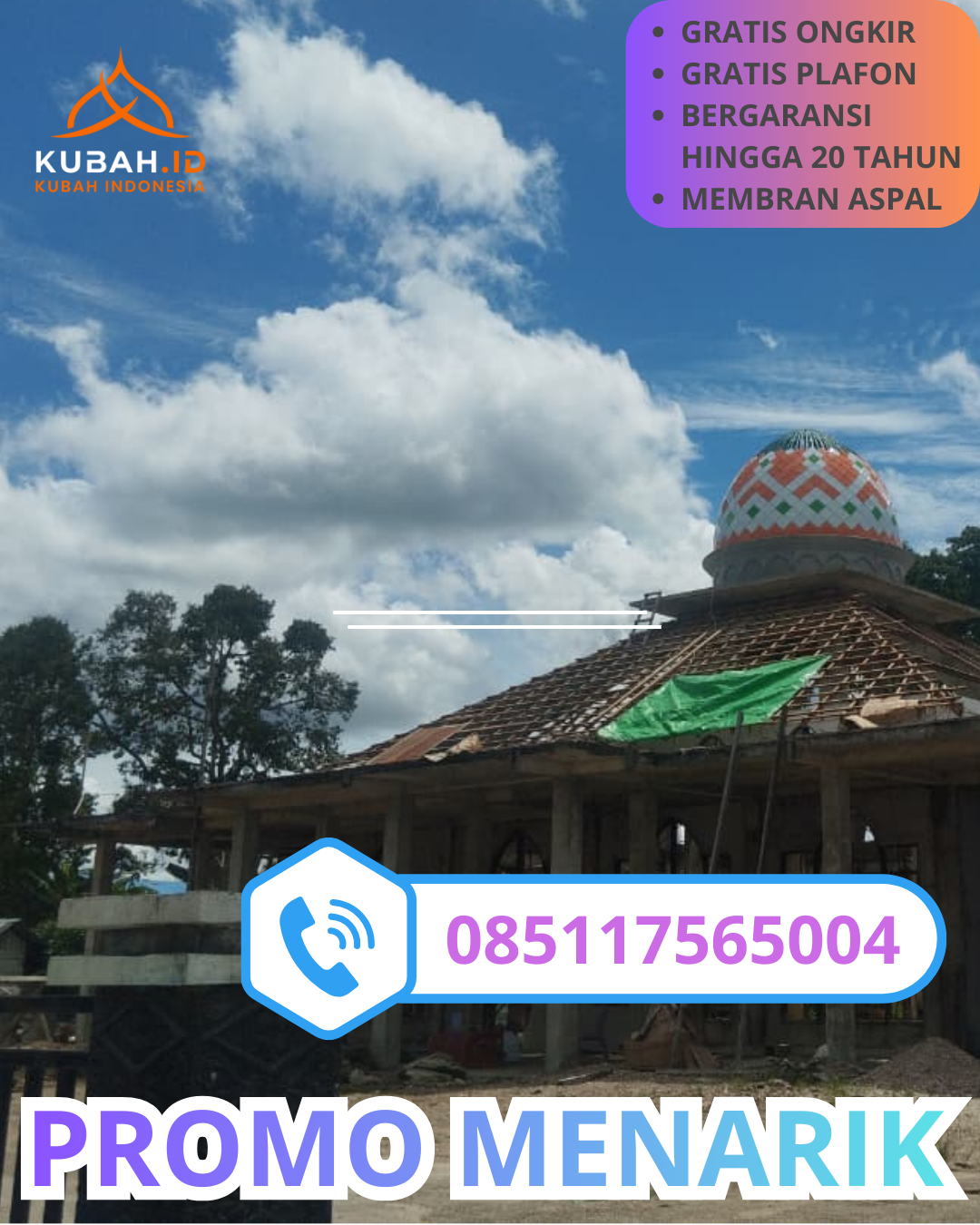 PABRIK KUBAH MASJID GALVALUME MODERN DI KEC. GONDOKUSUMAN, KOTA YOGYAKARTA (WA: 085117565004)