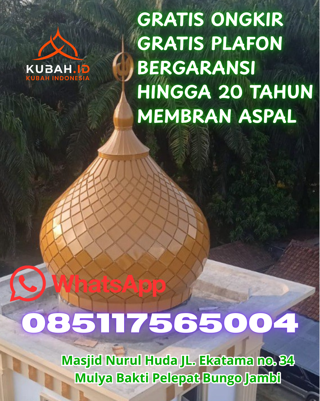 JUAL KUBAH MASJID GRC PREMIUM DI BAJUBANG, BATANGHARI, JAMBI (WA: 085117565004)