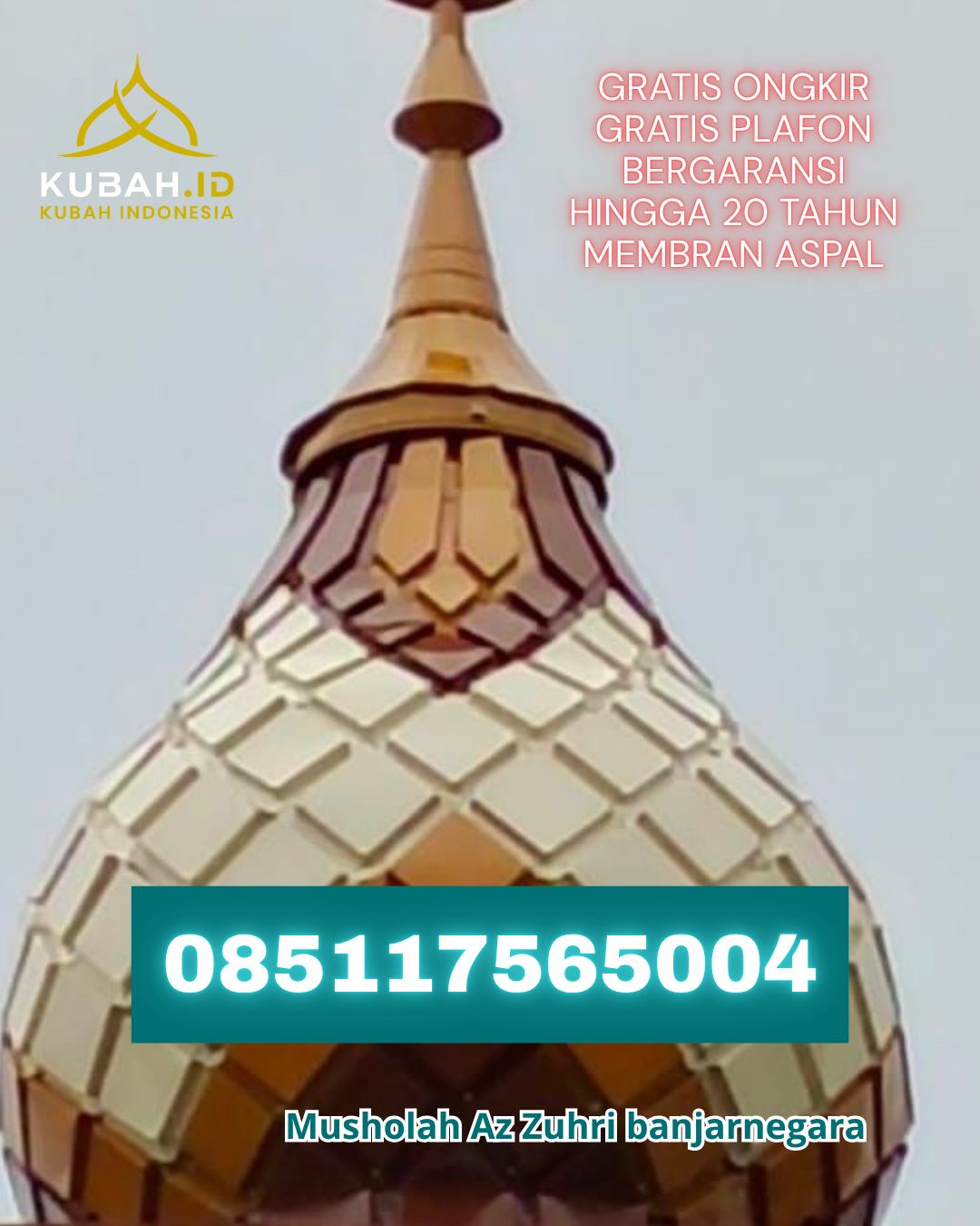 KUBAH MASJID GALVALUME DESAIN MODERN DI ILIR BARAT I, PALEMBANG (WA: 085117565004)