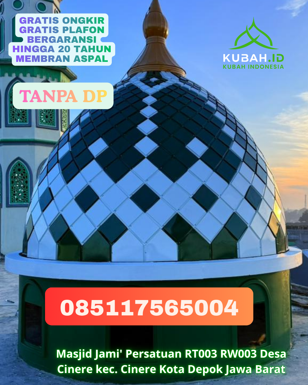 KUBAH MASJID STAINLESS STEEL TAMPAK MEWAH KEC. BONEGUNU KAB. BUTON UTARA PROV. SULAWESI TENGGARA WA 085117565004