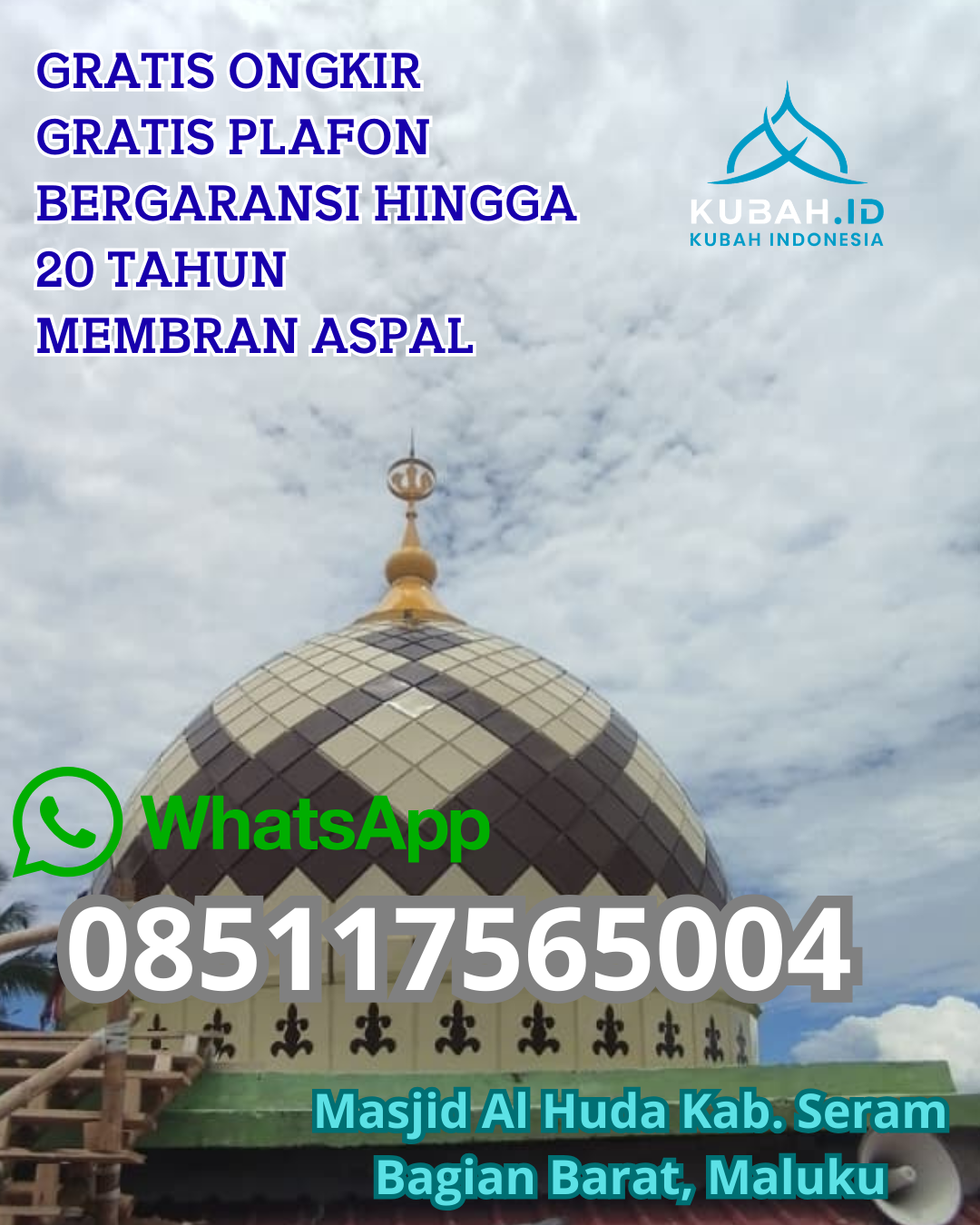 KUBAH MASJID GALVALUME DESAIN ELEGAN DI SIPIROK, TAPANULI SELATAN, SUMATERA UTARA (WA: 085117565004)