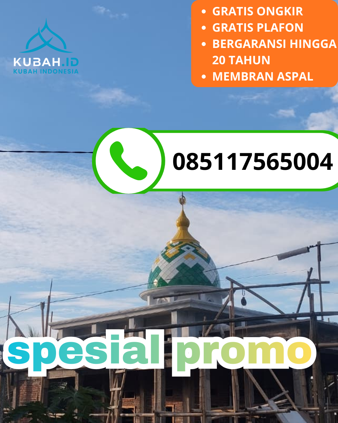 KUBAH MASJID GALVALUME DESAIN ELEGAN DI KEC. DOLOPO, KAB. MADIUN, JAWA TIMUR (WA: 085117565004)