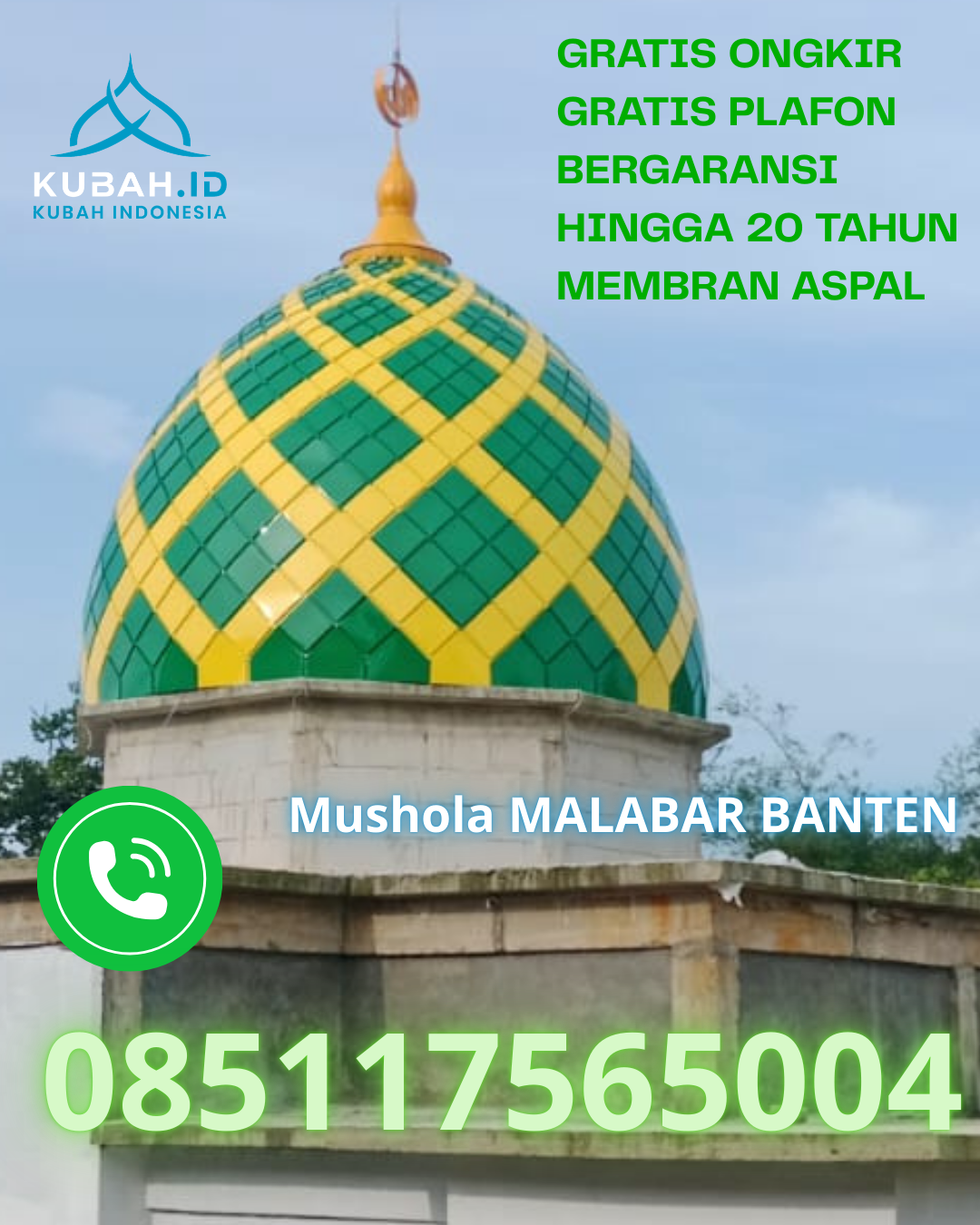 KUBAH MASJID GALVALUME BERKUALITAS BERGARANSI DI PARANGINAN, HUMBANG HASUNDUTAN, SUMATERA UTARA (WA: 085117565004)