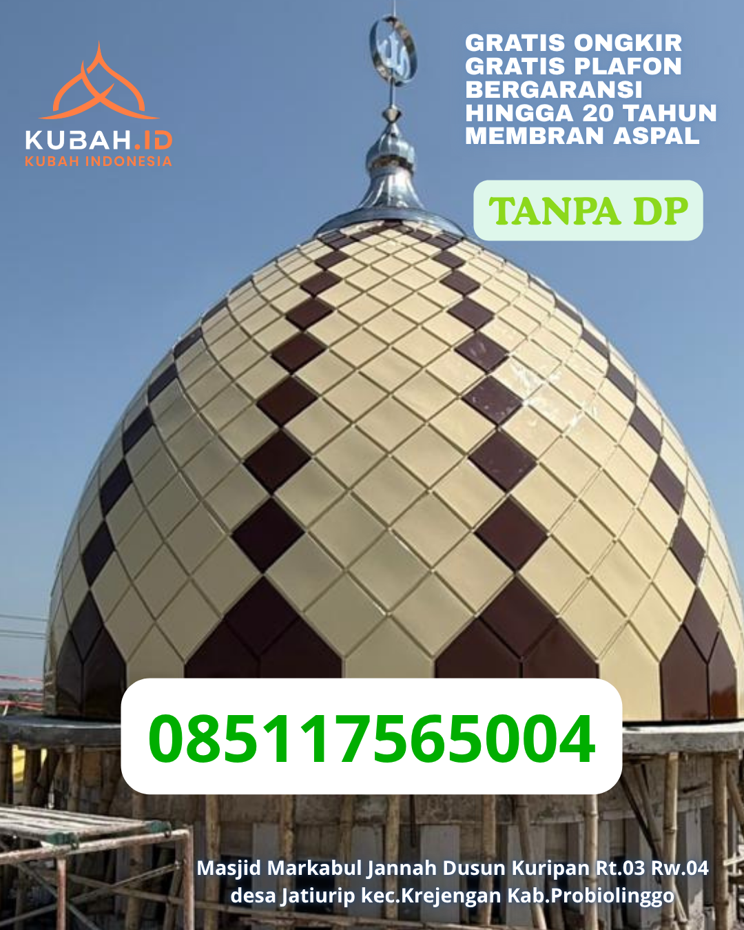 JUAL KUBAH MASJID ENAMEL MOTIF EKSKLUSIF KEC. SASITA MEAN KAB. MALAKA PROV. NTT WA 085117565004
