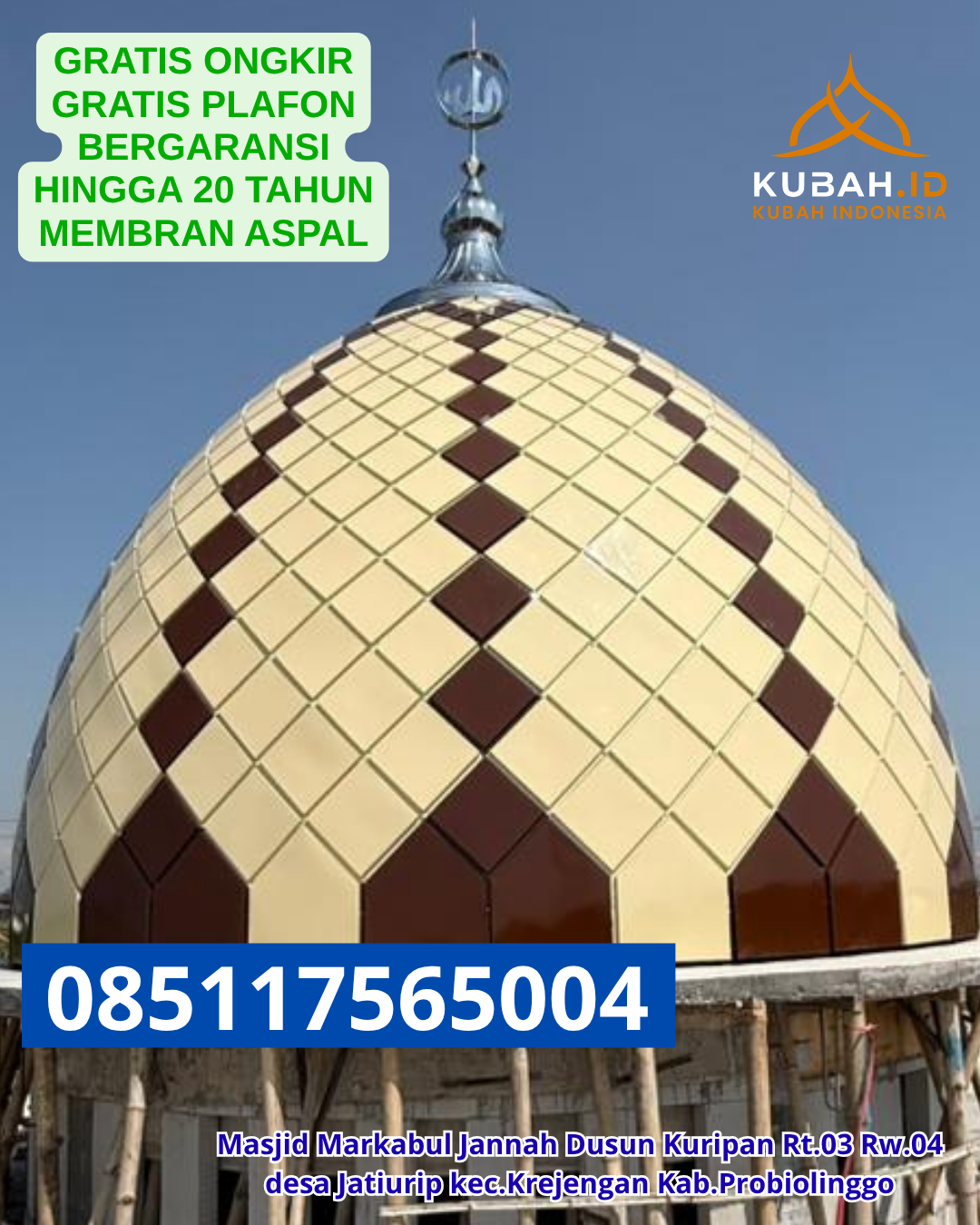 KUBAH ENAMEL BERGARANSI WARNA CERAH KEC. KAYAN HULU KAB. MALINAU KALIMANTAN UTARA WA 085117565004