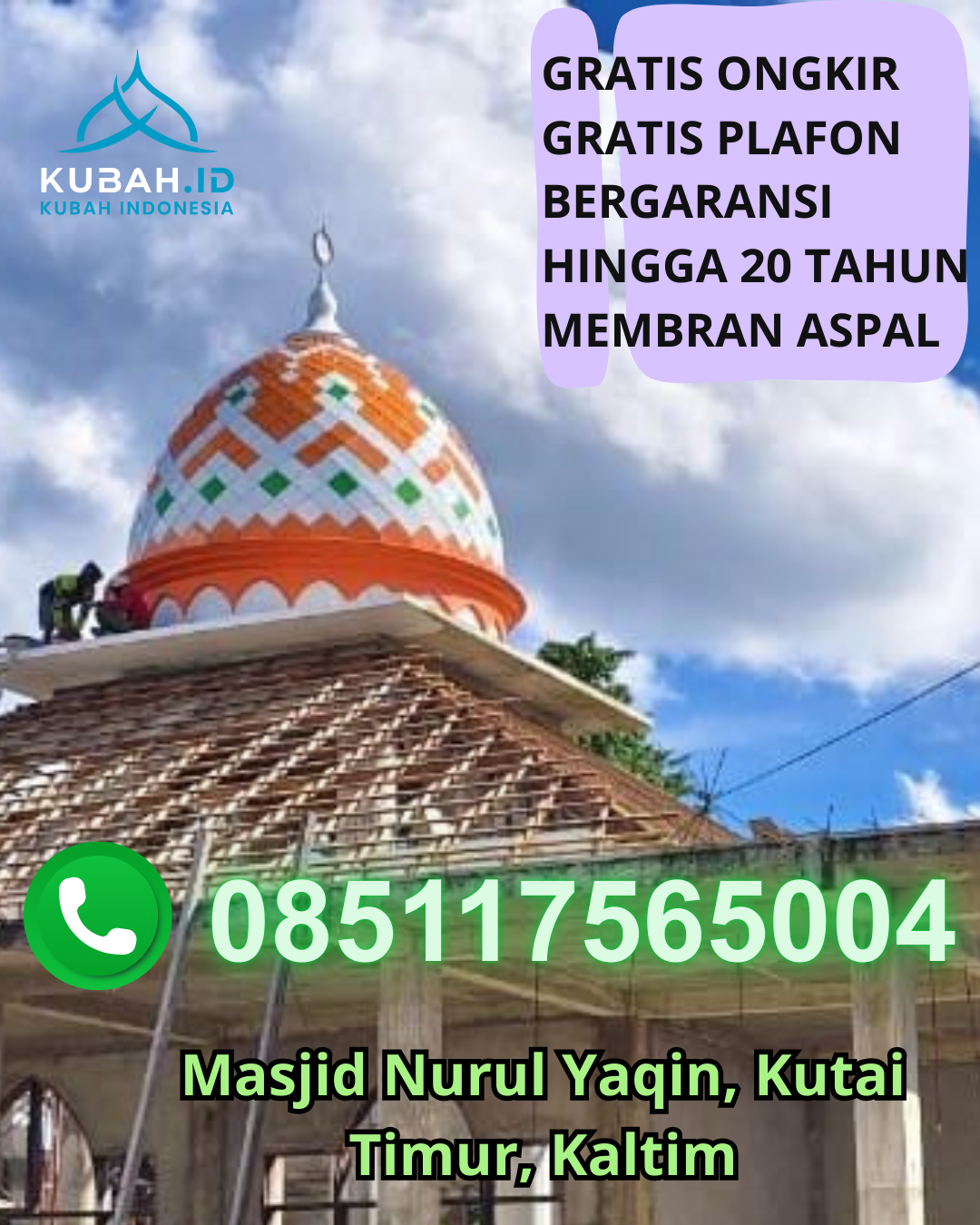 KUBAH MASJID GALVALUME HARGA TERJANGKAU DI DOLOKSANGGUL, HUMBANG HASUNDUTAN, SUMATERA UTARA (WA: 085117565004)