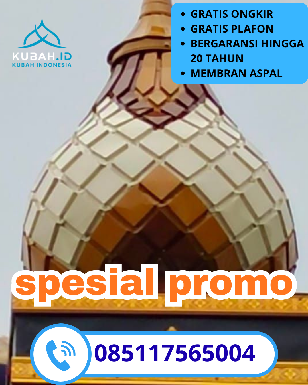 PABRIK KUBAH MASJID GALVALUME MODERN DI KEC. DURENAN, KAB. TRENGGALEK, JAWA TIMUR (WA: 085117565004)