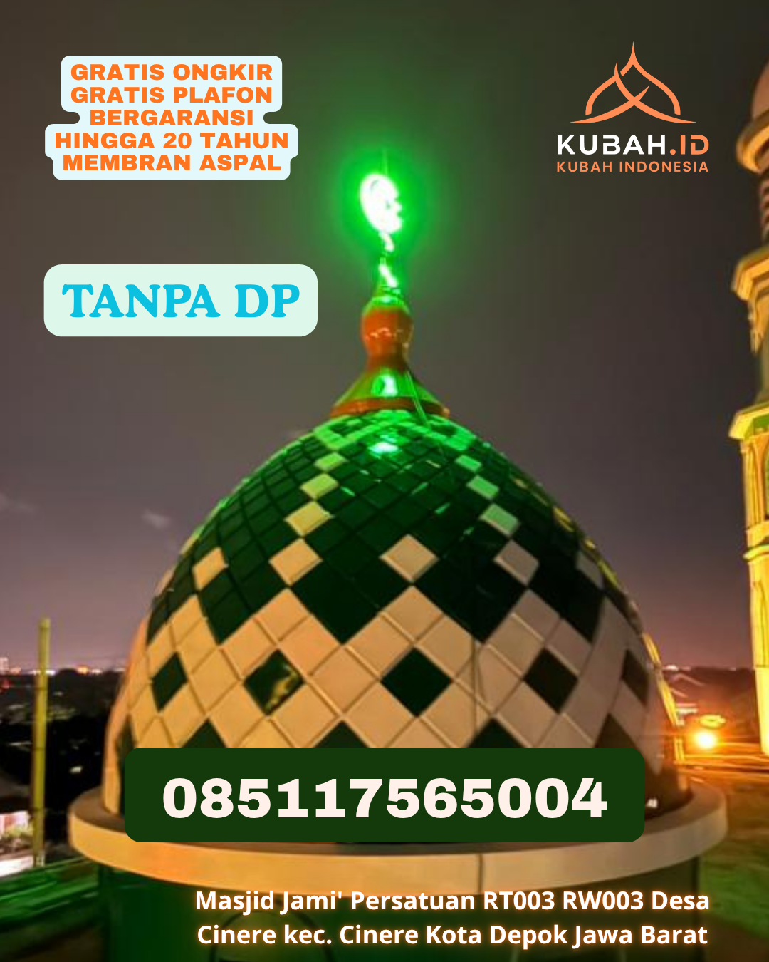KUBAH MASJID STAINLESS STEEL TAHAN LAMA KEC. TABUKAN UTARA KAB. KEPULAUAN SANGIHE PROV. SULAWESI UTARA WA 085117565004