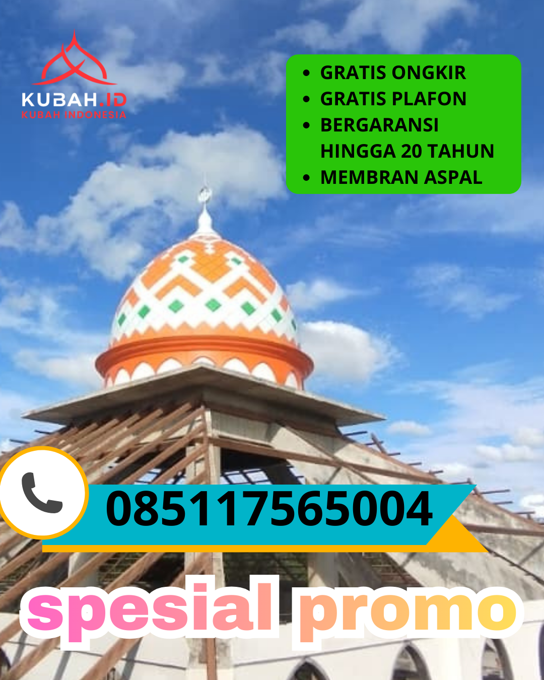 KUBAH MASJID GALVALUME HARGA TERJANGKAU DI KEC. BANDAR DUA, KAB. PIDIE JAYA, ACEH (WA: 085117565004)