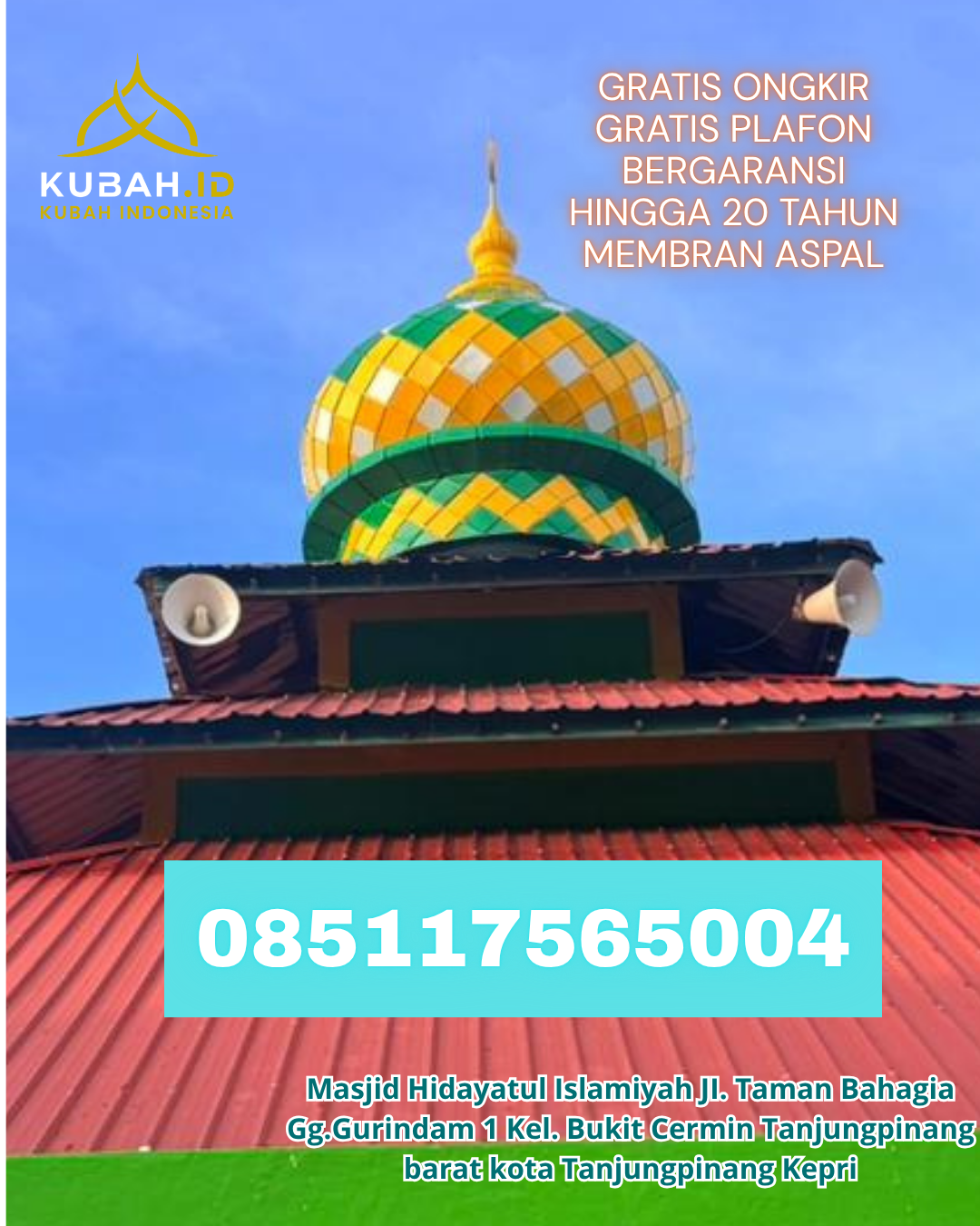 KUBAH MASJID GRC BERKUALITAS DI RAWAS ULU, MUSI RAWAS UTARA, SUMATERA SELATAN (WA: 085117565004)