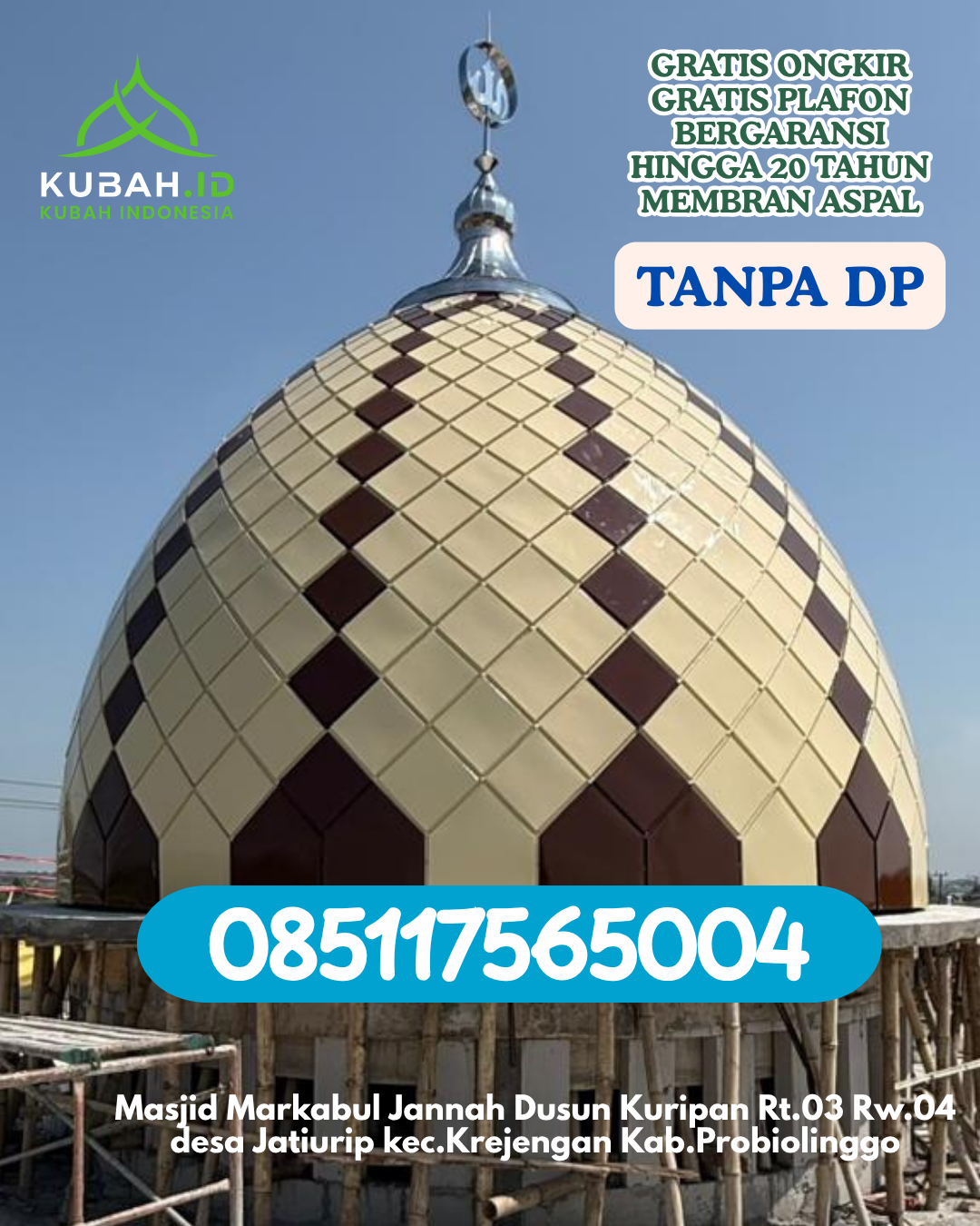 KUBAH MASJID GRC DESAIN MASA KINI KEC. KULISUSU UTARA KAB. BUTON UTARA PROV. SULAWESI TENGGARA WA 085117565004