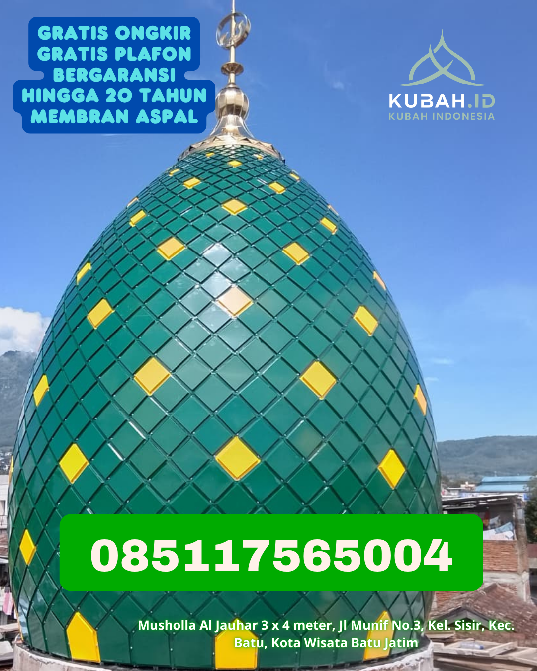 PABRIK KUBAH MASJID STAINLESS STEEL TERPERCAYA DI BEDUAI, KAB. SANGGAU, KALIMANTAN BARAT (WA: 085117565004)