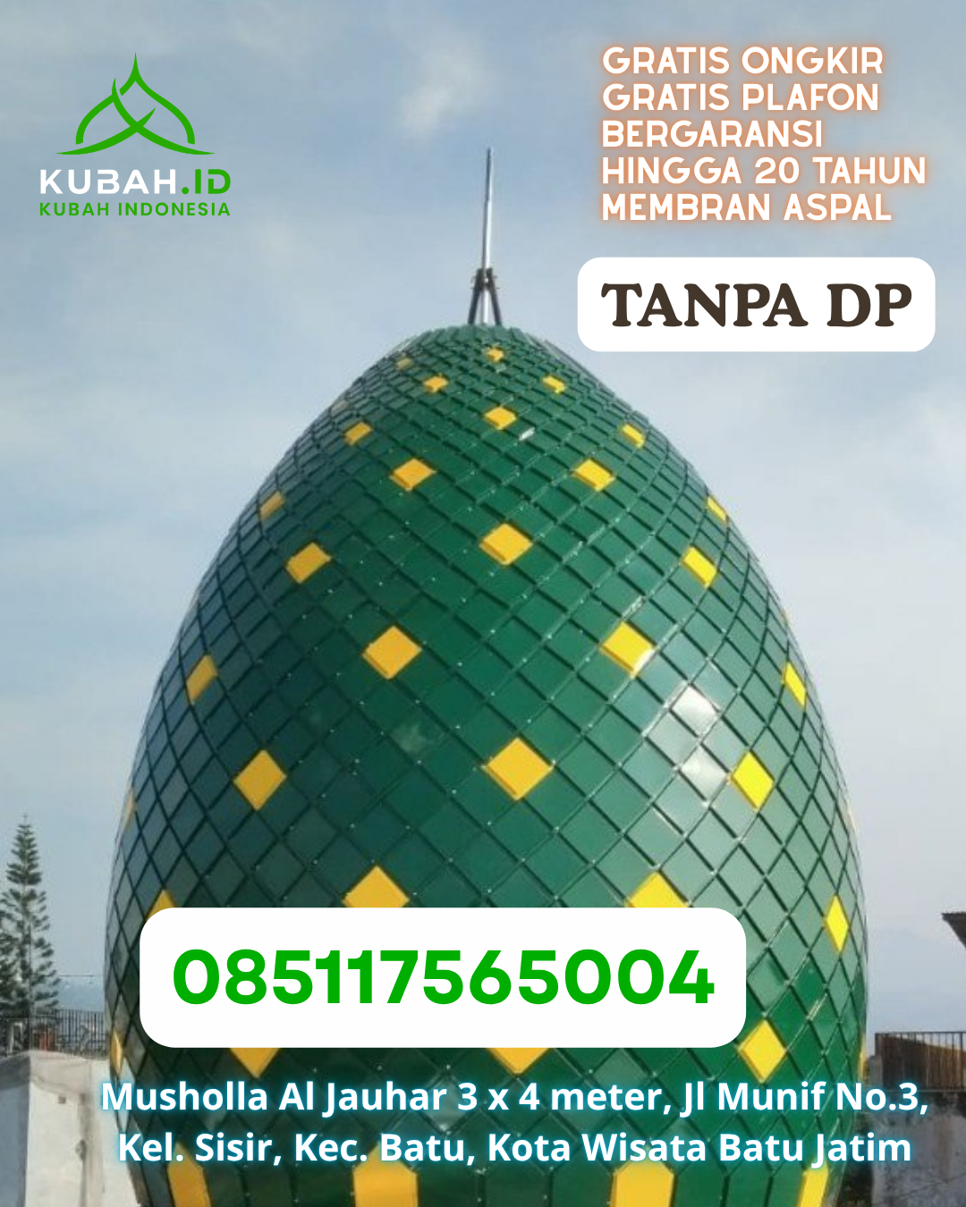 KUBAH MASJID STAINLESS STEEL PREMIUM KEC. DOLO BARAT KAB. SIGI PROV. SULAWESI TENGAH WA 085117565004