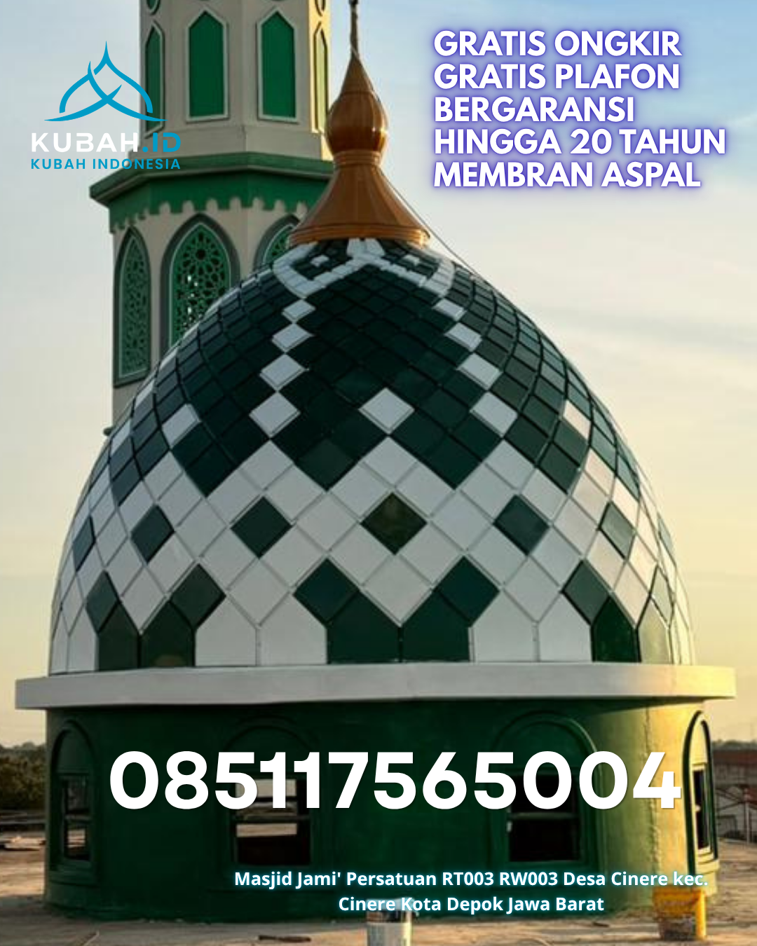 JUAL KUBAH MASJID STAINLESS STEEL TAHAN LAMA DI LUBUK LINGGAU TIMUR II (WA: 085117565004)