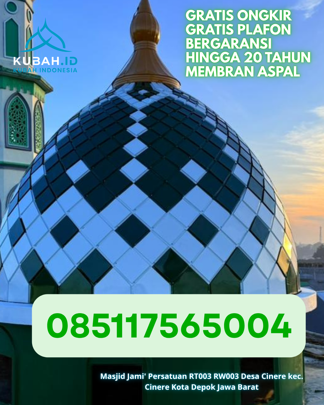 PABRIK KUBAH MASJID STAINLESS STEEL DI WAY LIMA, KAB. PESAWARAN, LAMPUNG (WA: 085117565004)