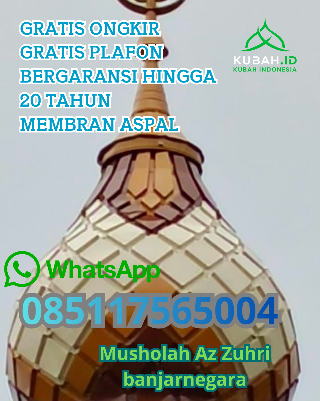 KUBAH MASJID ENAMEL DESAIN ELEGAN DI GUNUNG TALANG, SOLOK, SUMATERA BARAT (WA: 085117565004)