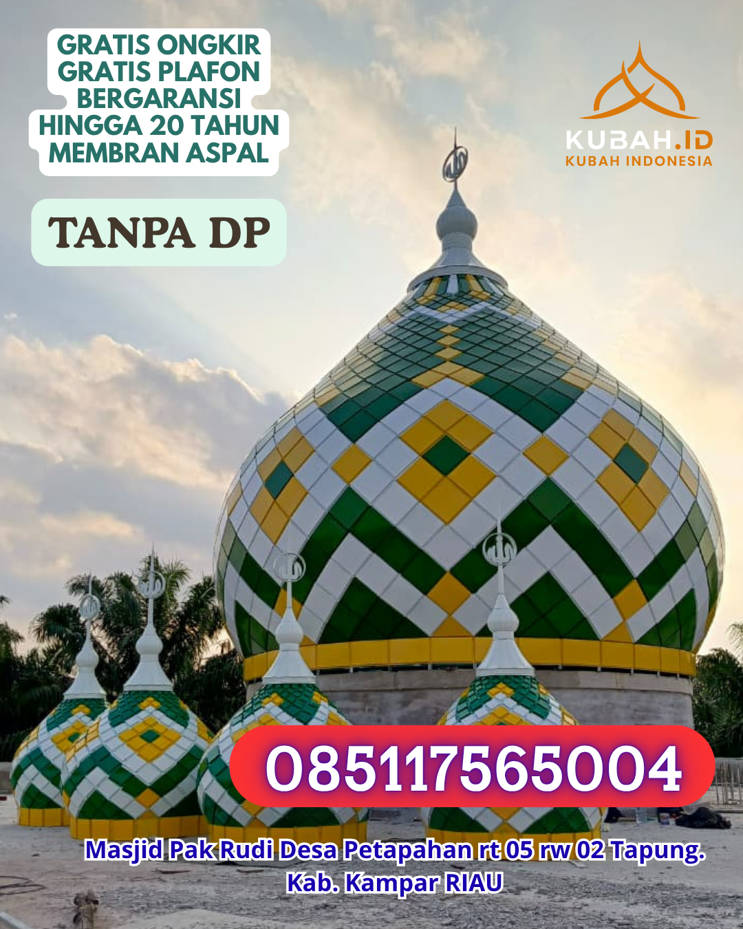 JUAL KUBAH MASJID MODERN HARGA HEMAT KEC. SIPATANA KOTA GORONTALO PROV. GORONTALLO WA 085117565004