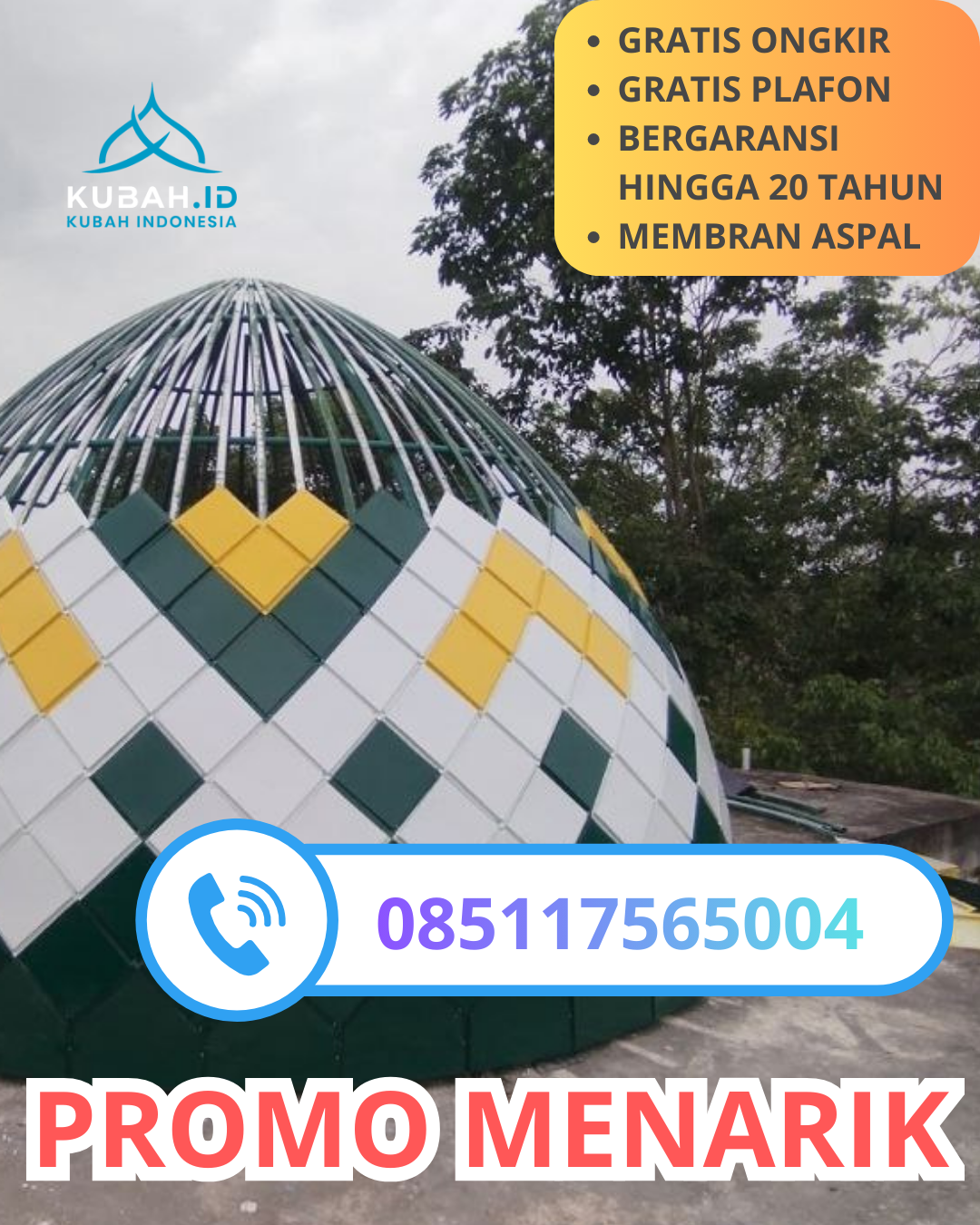KUBAH MASJID GALVALUME HARGA TERJANGKAU DI KEC. TEMAYANG, KAB. BOJONEGORO, JAWA TIMUR (WA: 085117565004)