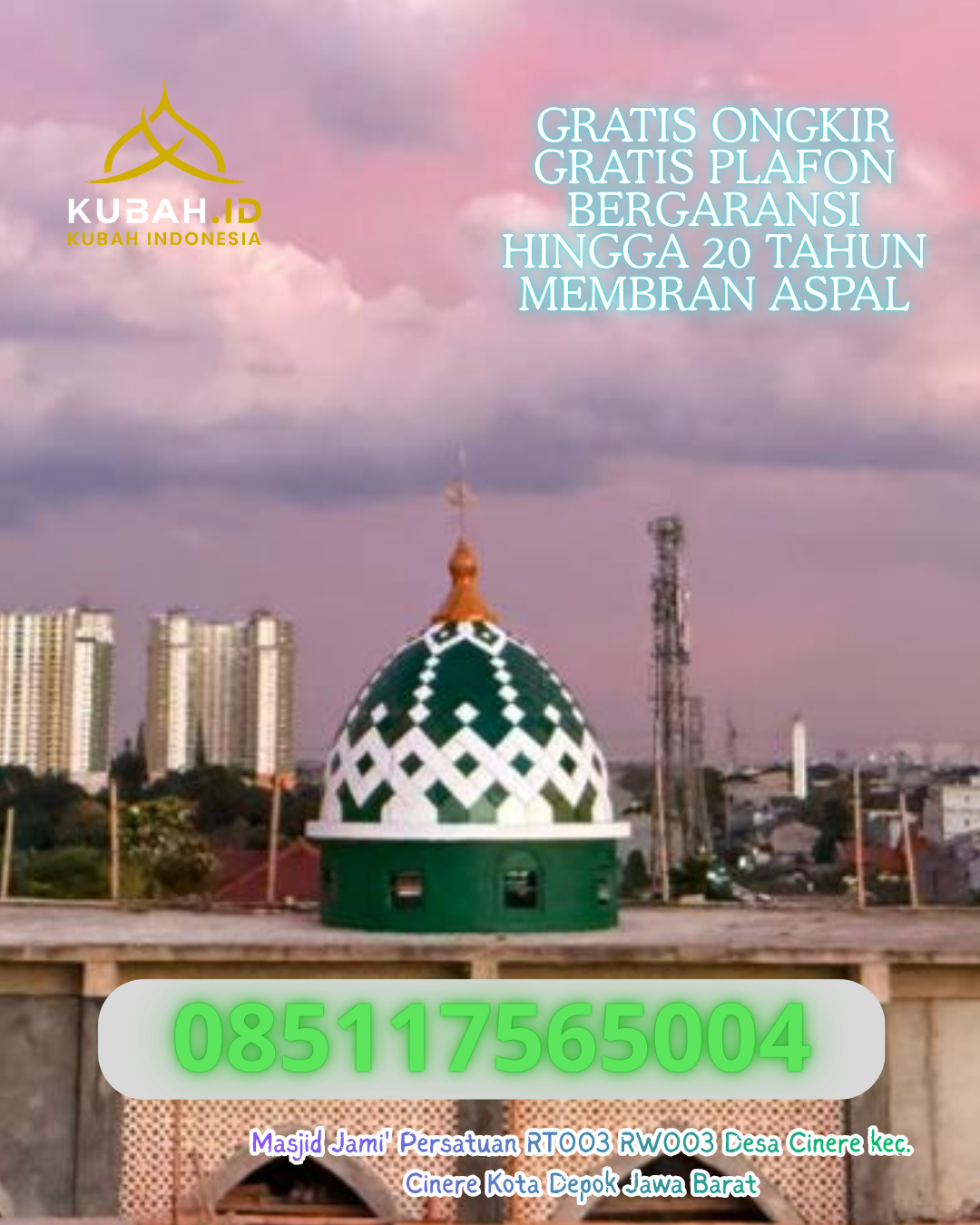 JUAL KUBAH MASJID STAINLESS STEEL TAHAN LAMA DI JARAI, LAHAT (WA: 085117565004)