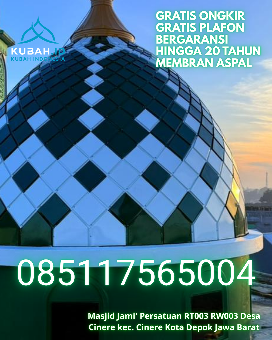 KUBAH MASJID GRC BERKUALITAS BERGARANSI DI AIR RAMI, MUKOMUKO, BENGKULU (WA: 085117565004)