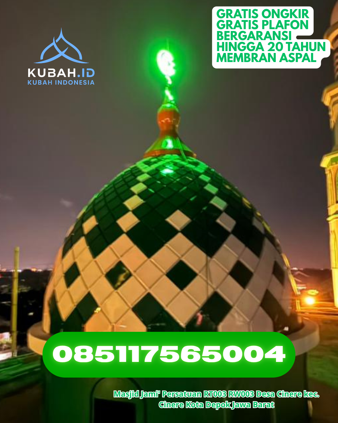 JUAL KUBAH MASJID ENAMEL BERKUALITAS DI TELUK BAYUR, KAB. BERAU, KALIMANTAN TIMUR (WA: 085117565004)