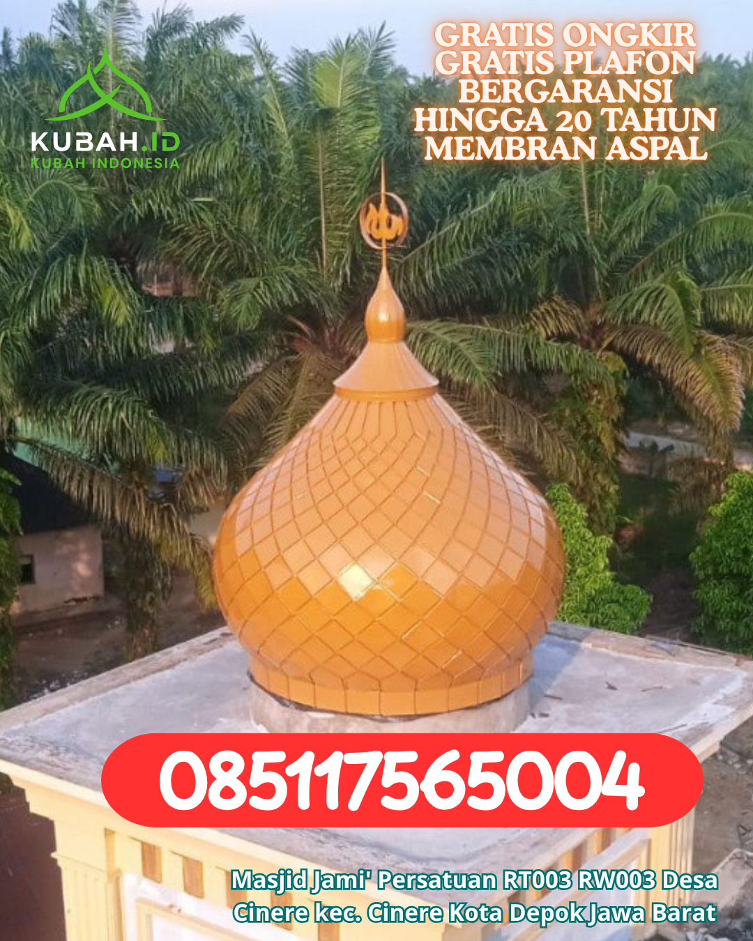 KUBAH MASJID GRC KUAT DAN TAHAN LAMA DI JATI AGUNG, LAMPUNG SELATAN (WA: 085117565004)