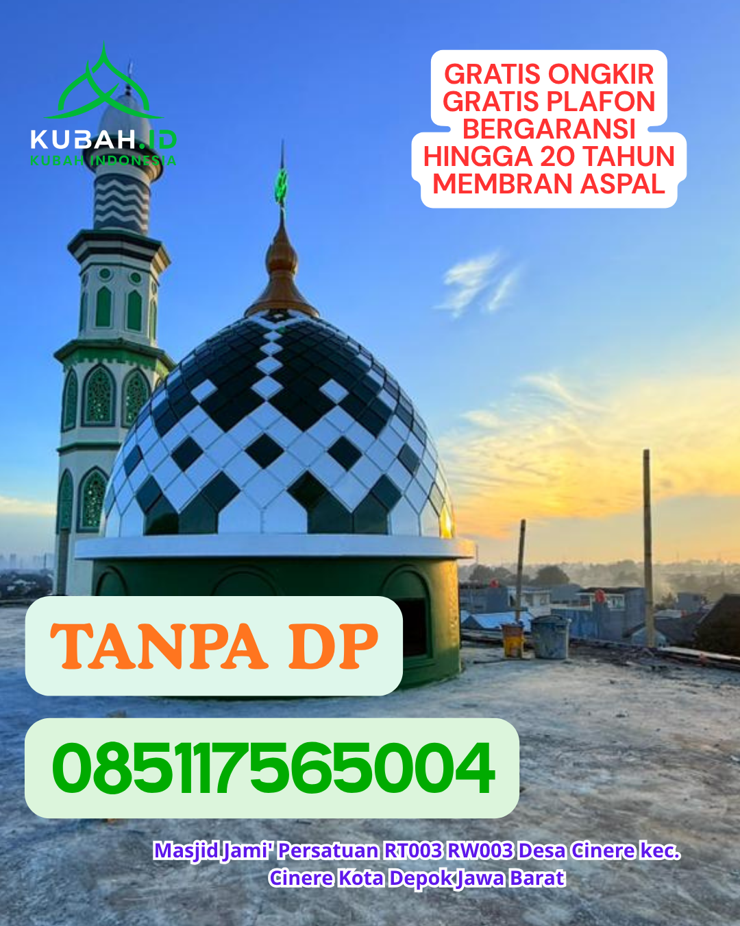 HARGA KUBAH MASJID ENAMEL BERKUALITAS KEC. TAMALATEA KAB. JENEPONTO PROV. SULAWESI SELATAN WA 085117565004