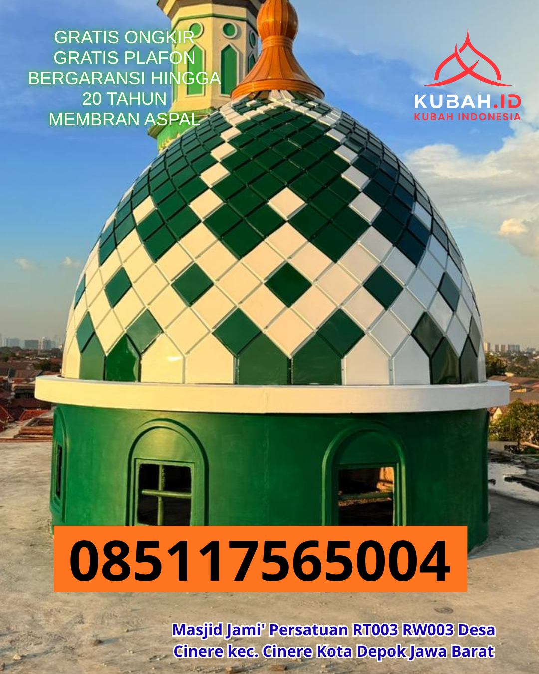KUBAH MASJID GALVALUME HARGA TERJANGKAU DI KATIBUNG, LAMPUNG SELATAN (WA: 085117565004)