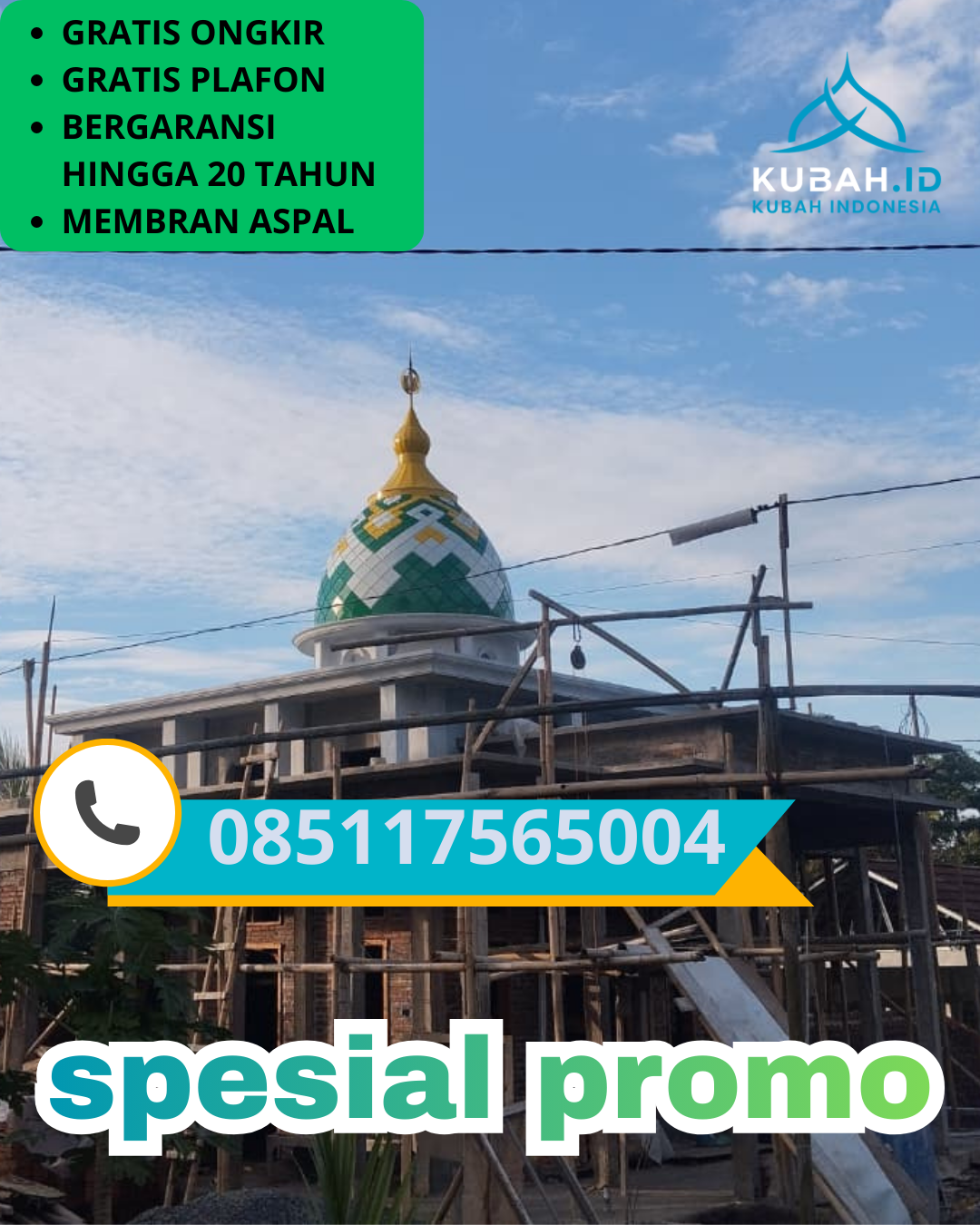 KUBAH MASJID GALVALUME HARGA TERJANGKAU DI KEC. KARTOHARJO, KOTA MADIUN, JAWA TIMUR (WA: 085117565004)