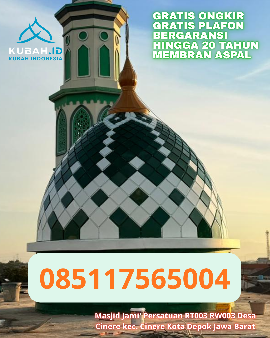 PABRIK KUBAH MASJID STAINLESS STEEL TERPERCAYA DI SUNGAI PINYUH, KAB. MEMPAWAH, KALIMANTAN BARAT (WA: 085117565004)